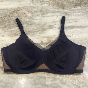 HONEYLOVE Crossover V-Neck Wireless Bra | Black Mesh | Size Large